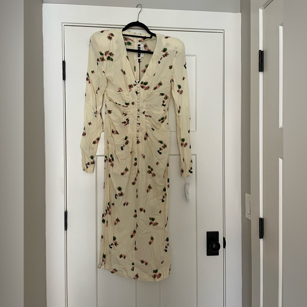 Rotate silk floral dress with silk buttons